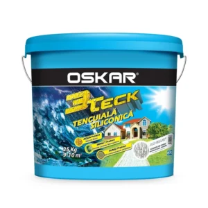 Tencuiala decorativa siliconica Oskar 3Teck, structurata, aspect scoarta de copac/bob, exterior, 25 kg